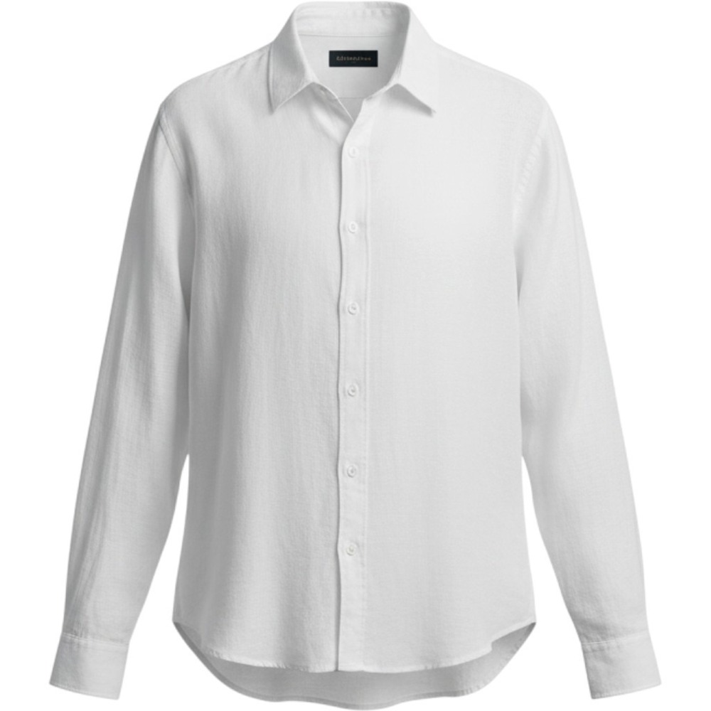 Tailored Athlete Shirt Mens XXL White Solid Linen Blend Stretch Long Sleeve Top